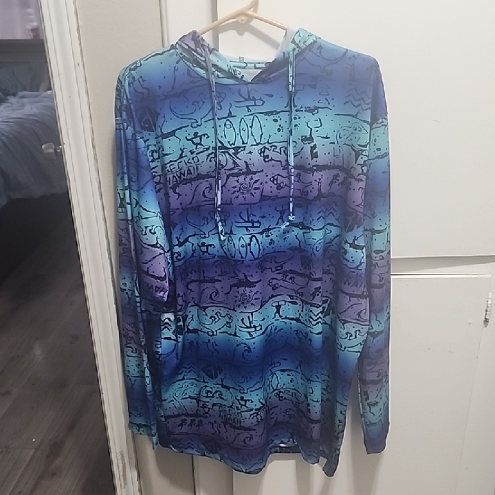 Gecko HAWAII Blue and Purple Graphic Hoodie